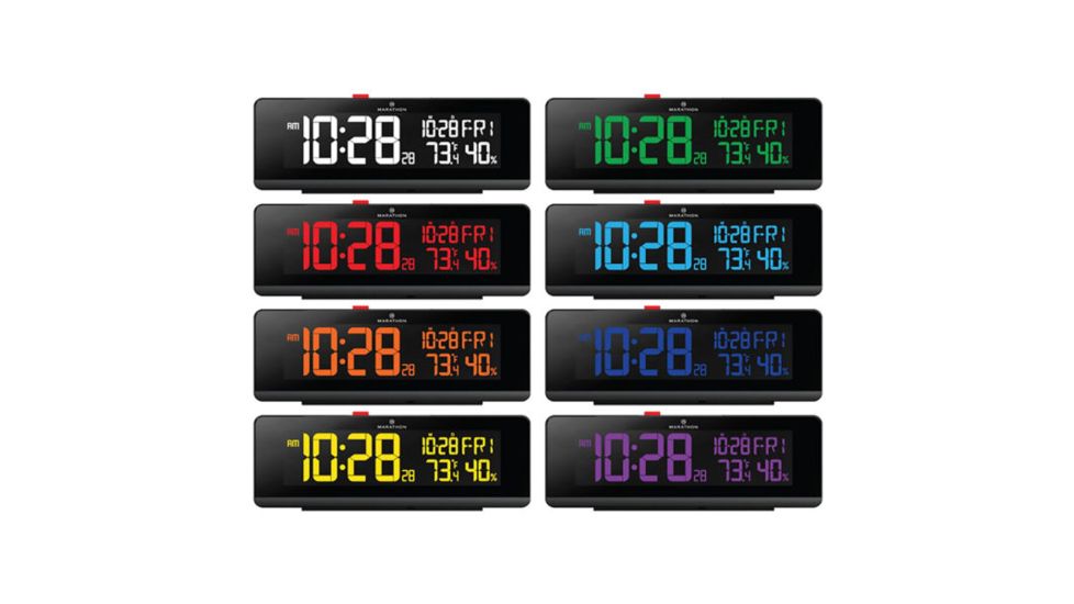 Marathon Color Changing Spectrum LED Display Alarm Clock and USB Charging Station, Black, CL030063-BK-00-NA