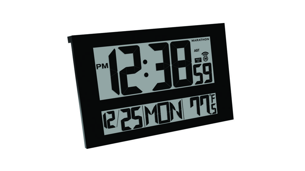 Marathon Commercial Grade Jumbo Atomic Wall Clock w/6 Time Zones, Black, CL030025-BK-00-NA