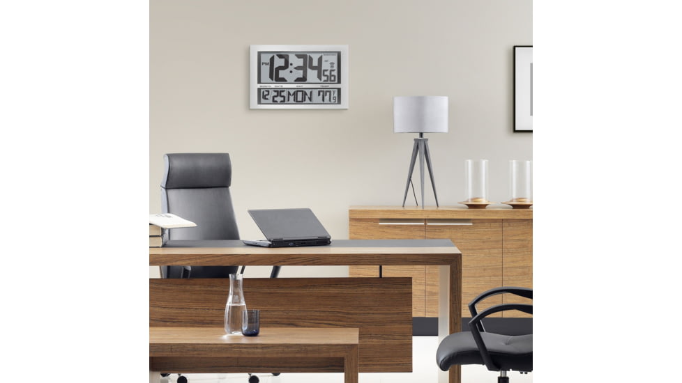 Marathon Commercial Grade Jumbo Atomic Wall Clock w/6 Time Zones, Silver, CL030025-SV-00-NA