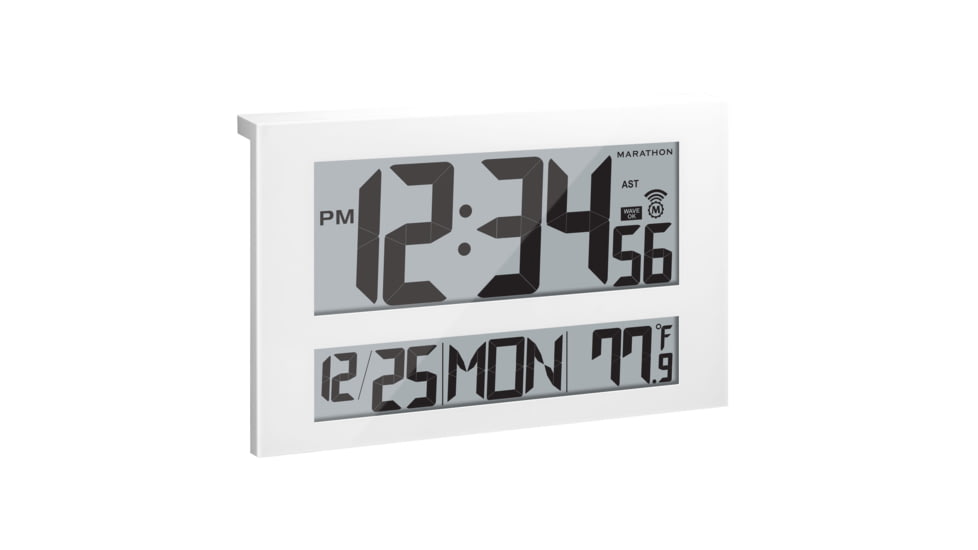 Marathon Commercial Grade Jumbo Atomic Wall Clock w/6 Time Zones, White, CL030025-WH-00-NA