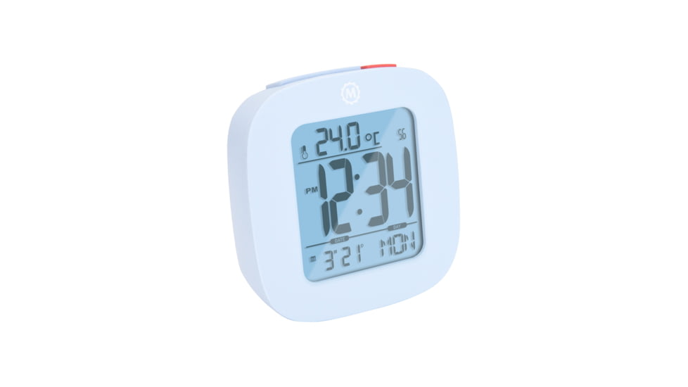 Marathon Compact Alarm Clock w/Temperature and Date, Blue, CL030058-BL-00-NA