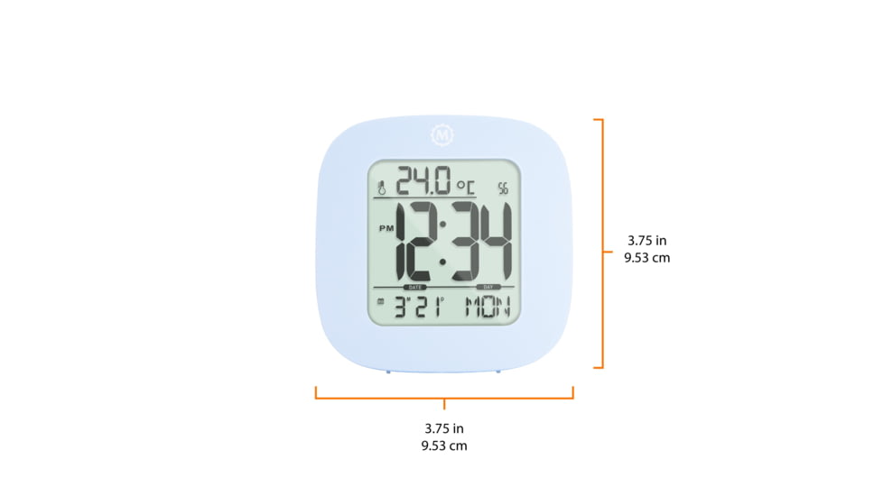 Marathon Compact Alarm Clock w/Temperature and Date, Blue, CL030058-BL-00-NA