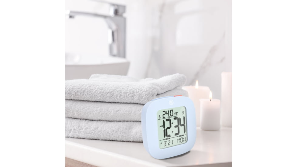 Marathon Compact Alarm Clock w/Temperature and Date, Blue, CL030058-BL-00-NA