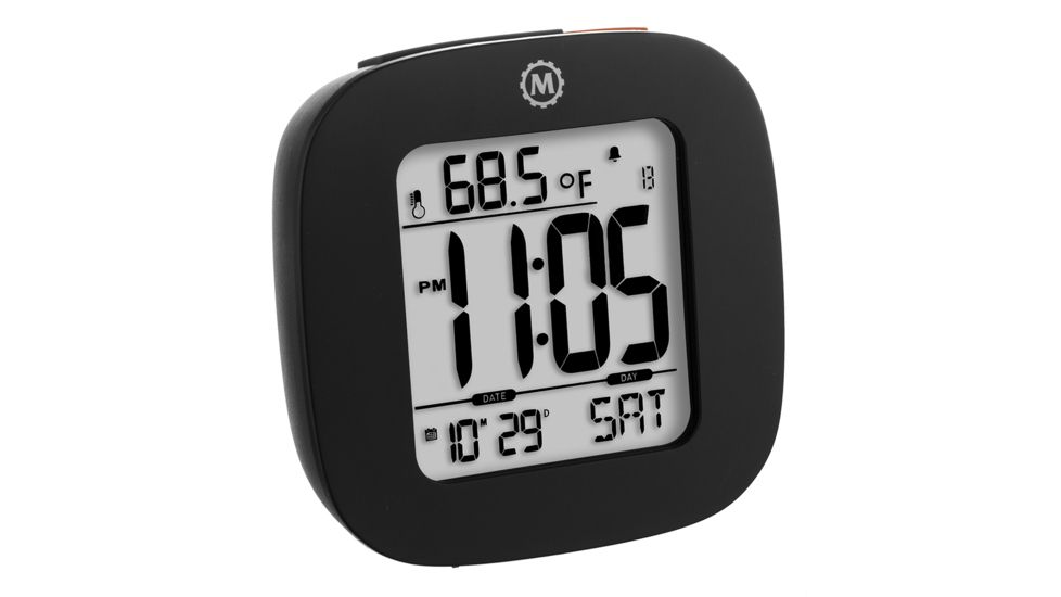 Marathon Compact Alarm Clock w/Temperature and Date, Black, CL030058-BK-00-NA