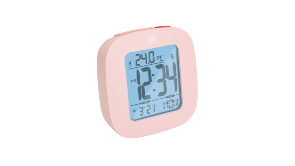Marathon Compact Alarm Clock w/Temperature and Date, Pink, CL030058-PI-00-NA
