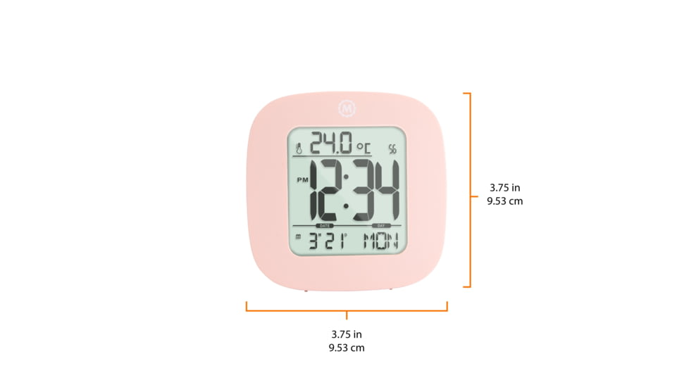 Marathon Compact Alarm Clock w/Temperature and Date, Pink, CL030058-PI-00-NA