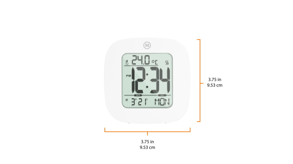 Marathon Compact Alarm Clock w/Temperature and Date, White, CL030058-WH-00-NA