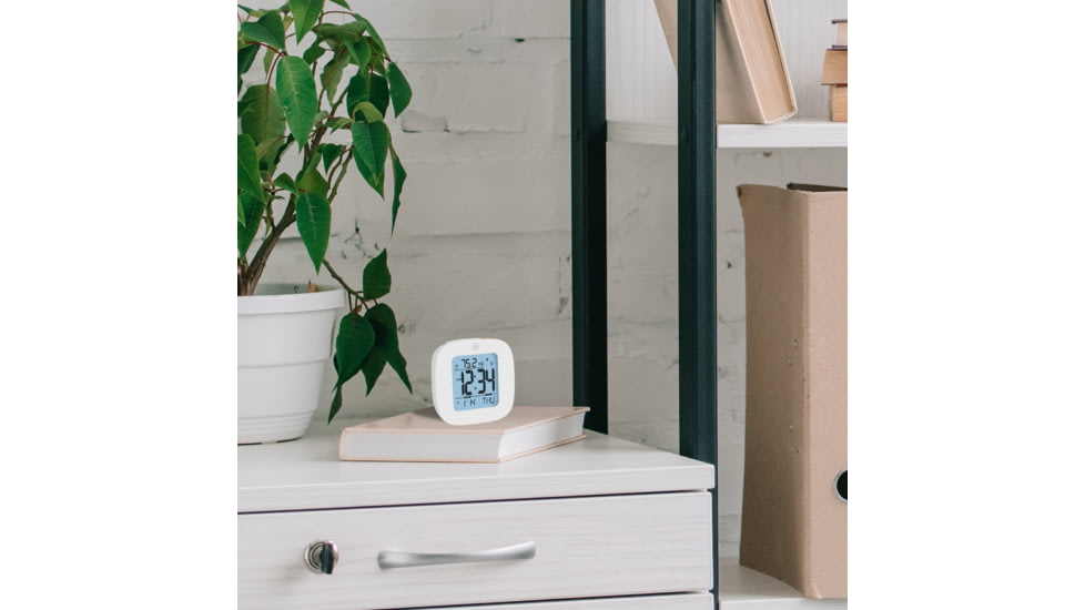 Marathon Compact Alarm Clock w/Temperature and Date, White, CL030058-WH-00-NA