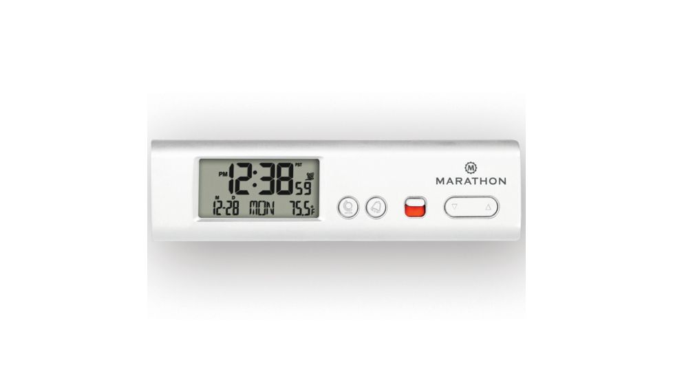 Marathon Compact Atomic World Clock w/ LED Emergency Light,2 AAA,White, CL030045WH