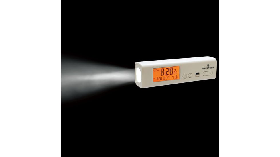 Marathon Compact Atomic World Clock w/ LED Emergency Light,2 AAA,White, CL030045WH