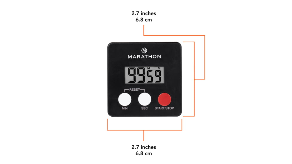 Marathon Digital 100 Minute Timer w/Magnetic Clip, White, TI080006-BK