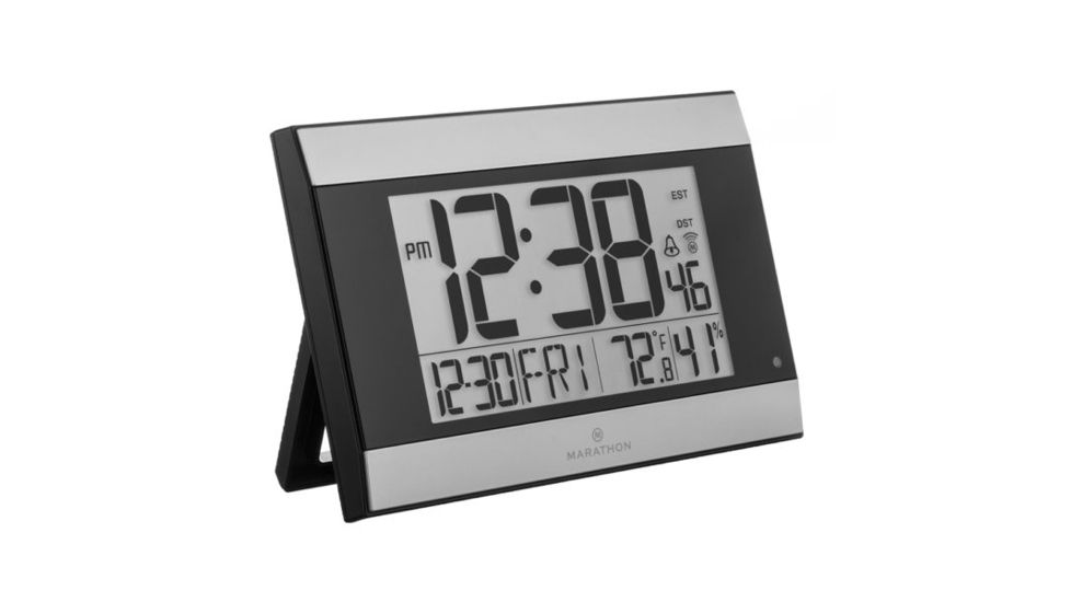 Marathon Digital Wall Clock w/Auto-Night Light, Graphite Gray CL030052GG