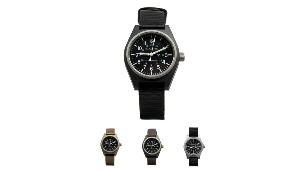 Marathon Watch General Purpose Mechanical Wristwatch w/Tritium, GPM, Black, Desert Tan, Sage Green, Stainless Steel