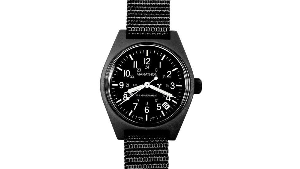 Marathon General Purpose Quartz Wristwatch w/Date and Tritium, GPQ, Black WW194015