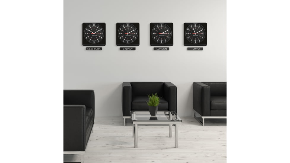 Marathon Jumbo Analog Wall Clock w/Auto-Night Light, Black, CL030057-BK-BK-NA