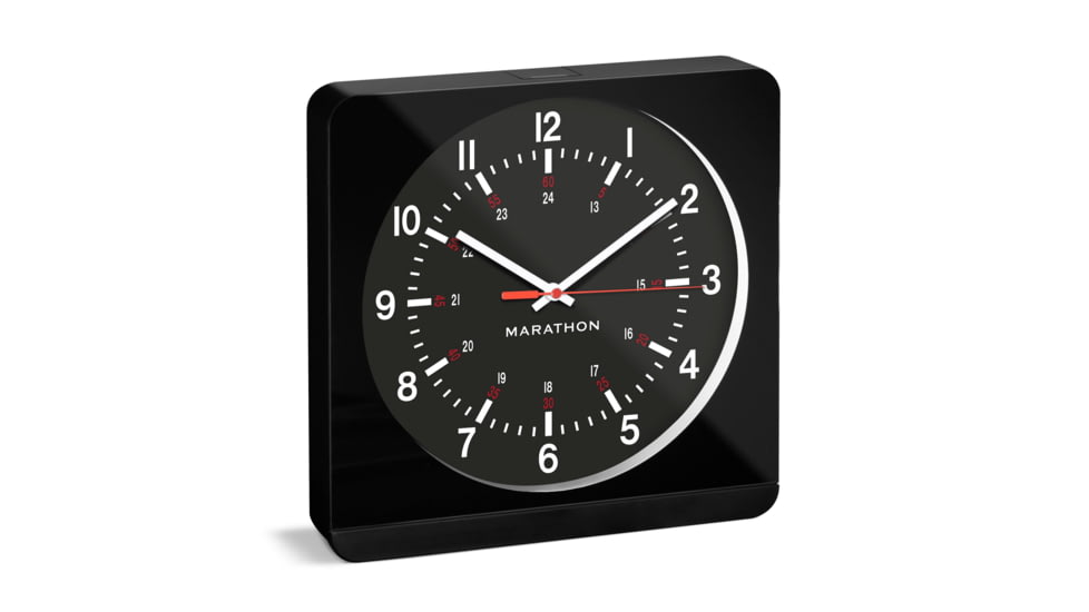 Marathon Jumbo Analog Wall Clock w/Auto-Night Light, Black, CL030057-BK-BK-NA