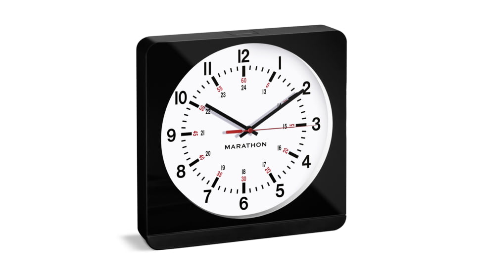 Marathon Jumbo Analog Wall Clock w/Auto-Night Light, Black/White, CL030057-BK-WH-NA