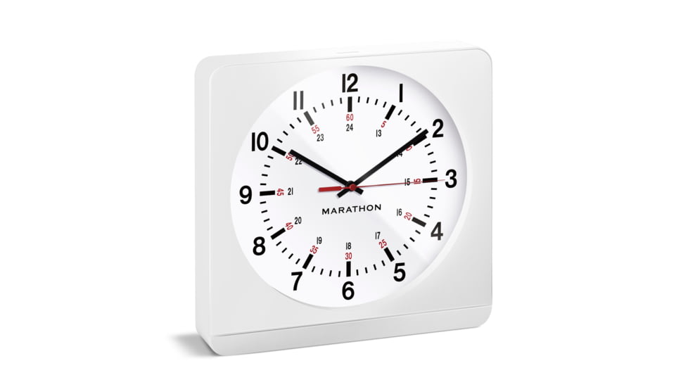 Marathon Jumbo Analog Wall Clock w/Auto-Night Light, White, CL030057-WH-WH-NA