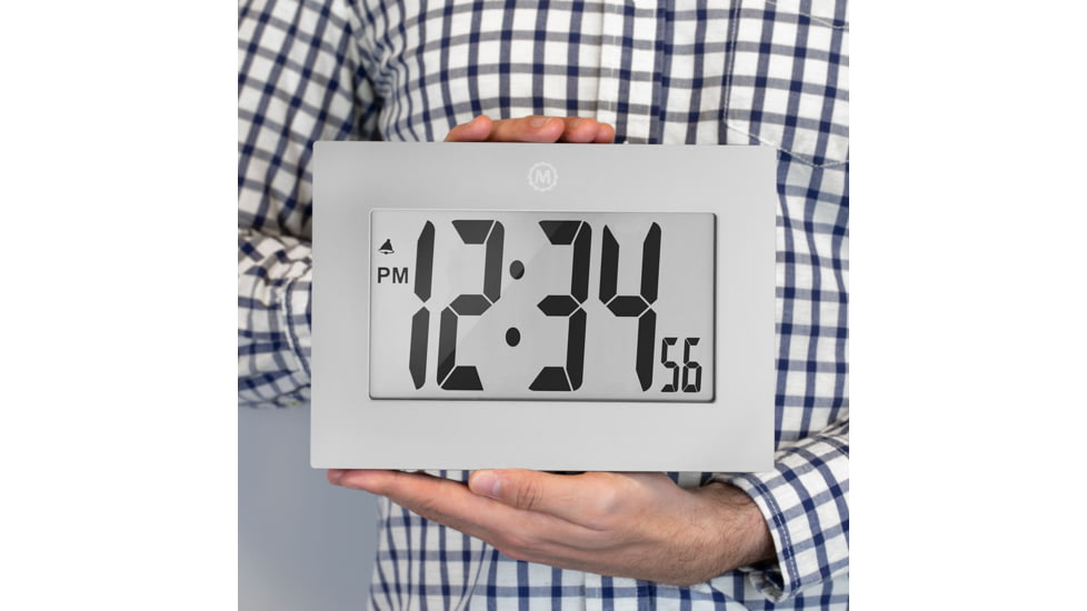 Marathon Large Digital Frame Clock w/3.25 inch Digits, Graphite Gray, CL030064-GG-00-NA