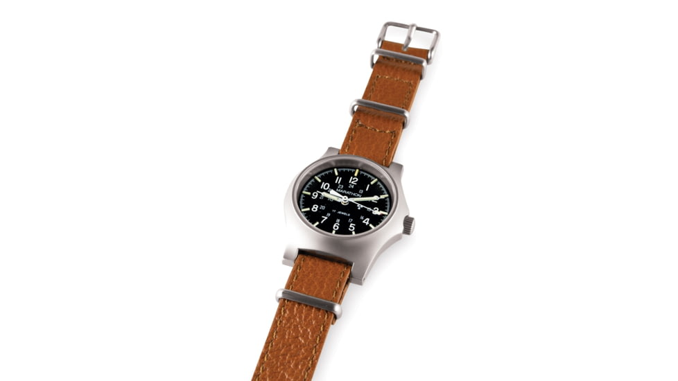 Marathon Leather Nato Watch Strap, 16mm, Dark Tan, WS-LDS-DTSS-16-11