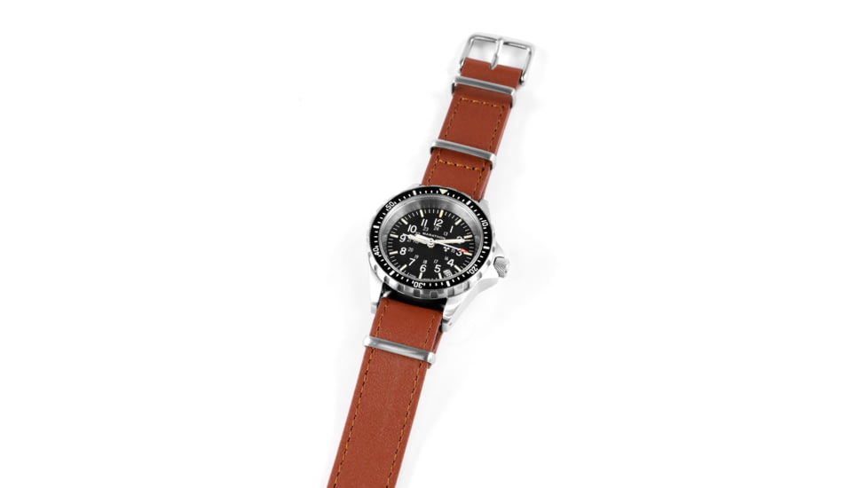 Marathon Leather Nato Watch Strap, 18mm, Dark Tan, WS-LDS-DTSS-18-11