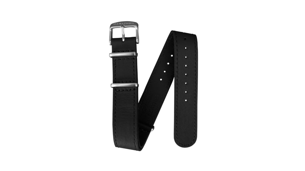 Marathon Leather Nato Watch Strap, 22mm, Black, WS-LDS-BKSS-22-11