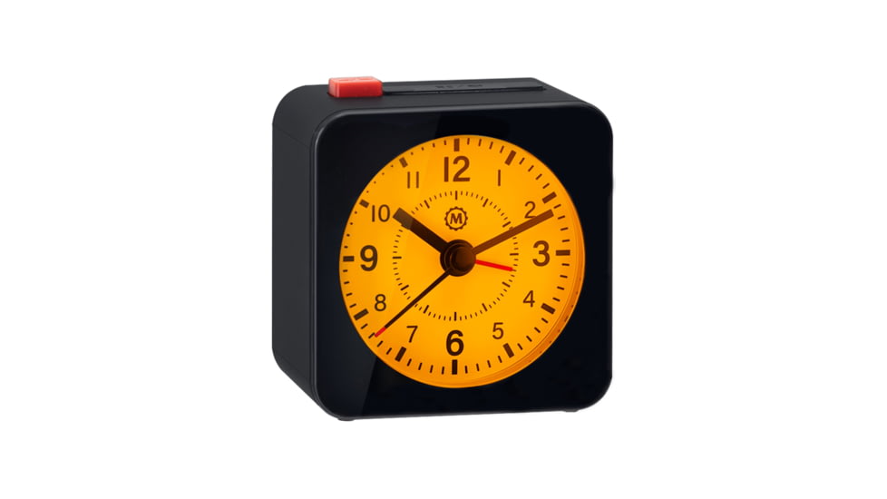 Marathon Mini Analog Alarm Clock, Black Case/White Dial, 2.75in x 2in x 2.75in, CL030065-BK-WH-NA