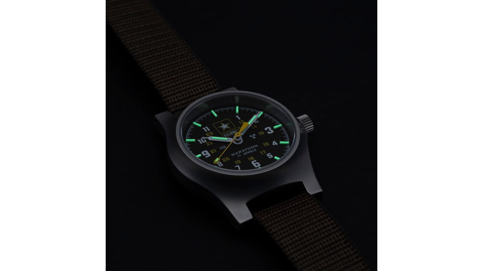 Marathon Official US Army Officers Watch, Black, NSN 6645-01-694-4636, WW194003SS-1101