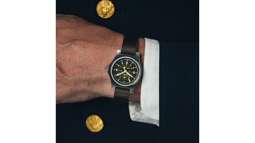 Marathon Official US Army Officers Watch, Black, NSN 6645-01-694-4636, WW194003SS-1101