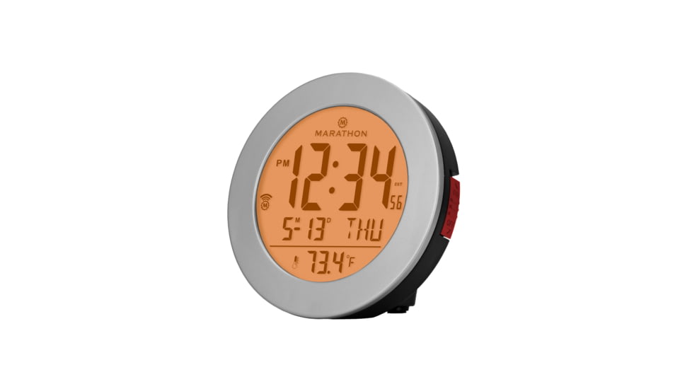 Marathon Round Atomic Alarm Clock w/ Push Button Backlight, Graphite Grey, CL030078-GG-RD-NA