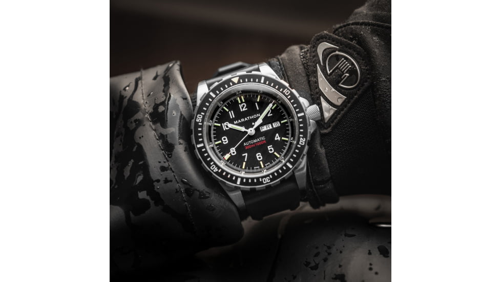 Marathon Search and Rescue Jumbo Divers Automatic Bilingual Wristwatch, JDD, Black, WW194021SS-0130