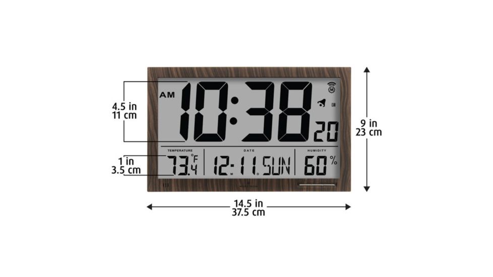 Marathon Slim-Jumbo Atomic Digital Wall Clock, Wood, CL030062-WD-JB-NA