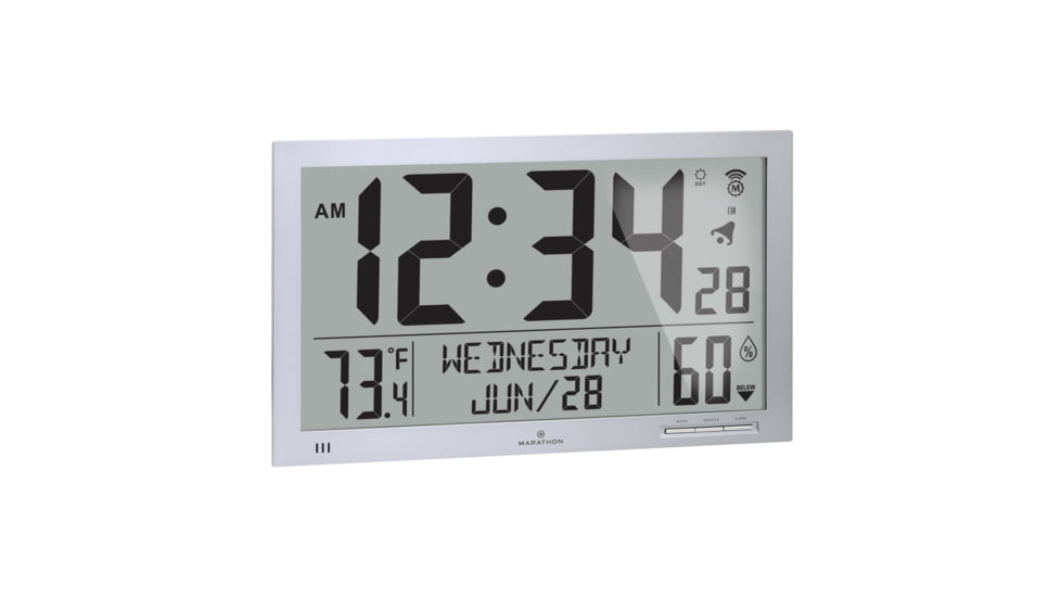 Marathon Slim Jumbo Atomic Digital Wall Clock, Graphite Grey, 14.6in x 1.2in x 9in, CL030062-GG-FD-NA