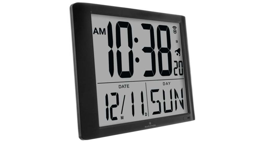 Marathon Super-Jumbo Atomic Digital Wall Clock w/7 inch Digits, Black CL030061BK