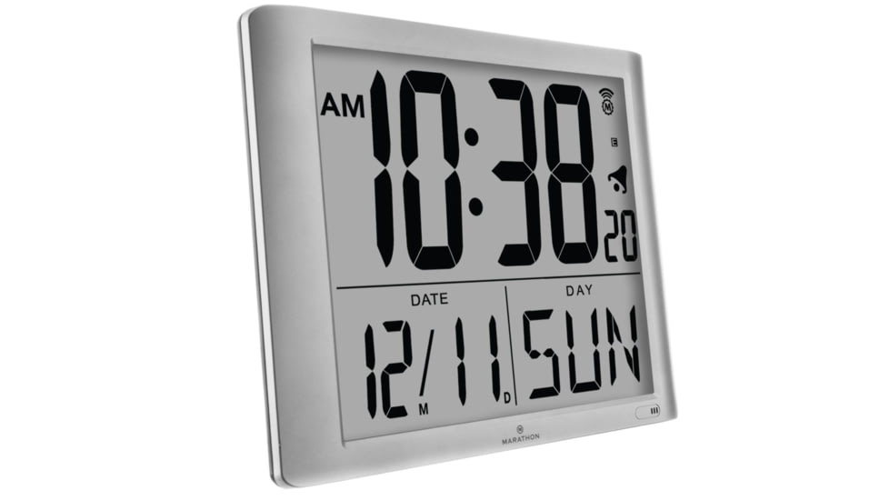 Marathon Super-Jumbo Atomic Digital Wall Clock w/7 inch Digits, Graphite Gray CL030061GG