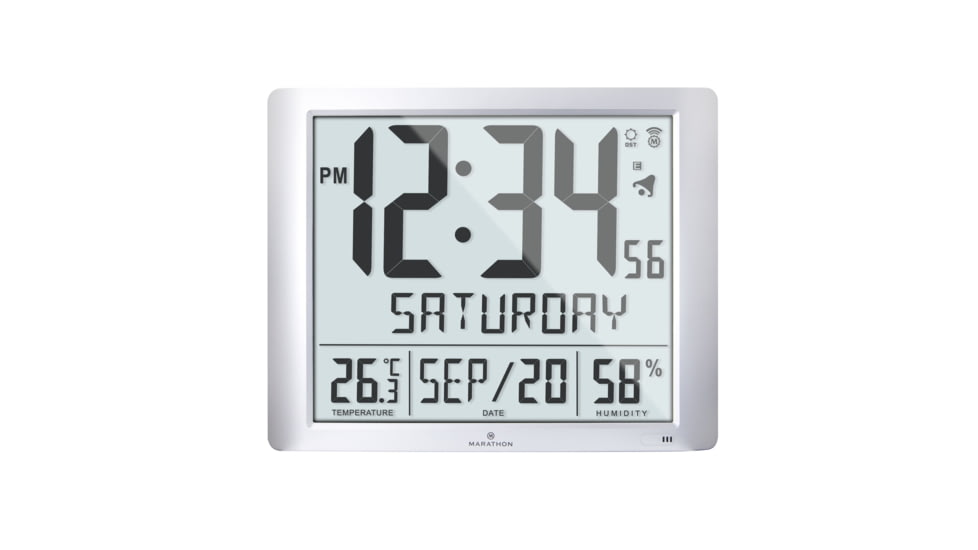 USED Marathon Super Jumbo Atomic Wall Clock with Full Date display and 7 Time Zones, Classic Black, LARGE, CL030061-GG-FD-NA, EDEMO1