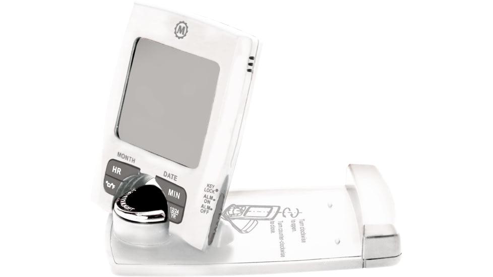 Marathon Travel Alarm Clock w/ Calendar and Temperature, White, 2.5in x .5in x 3in, CL030023-WH-SV-NA
