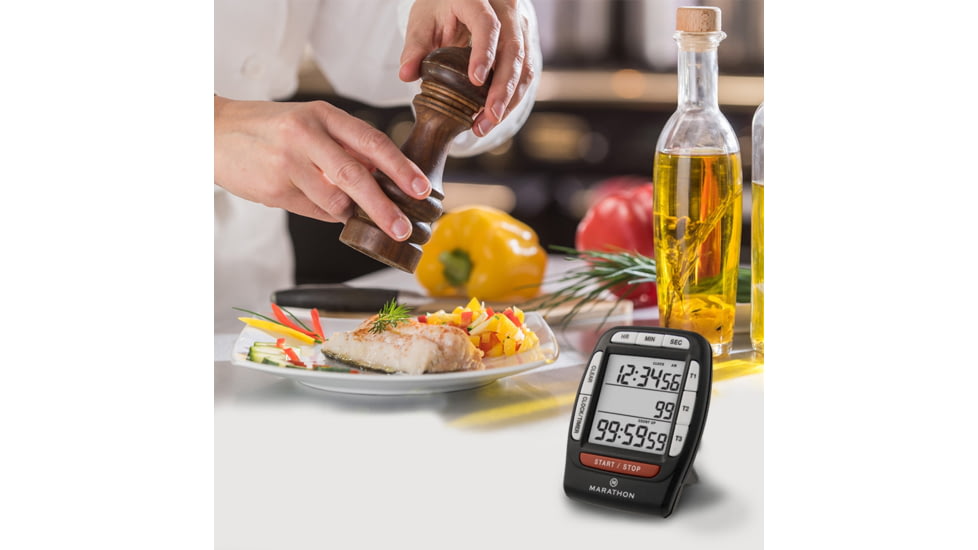 Marathon Triple Timer w/Clock Function, White, TI030007