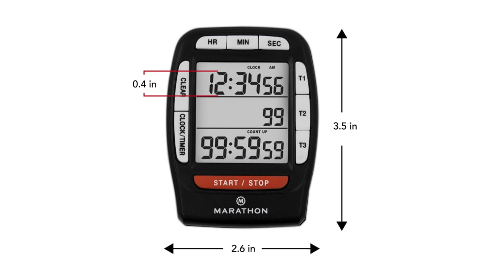 Marathon Triple Timer w/Clock Function, White, TI030007
