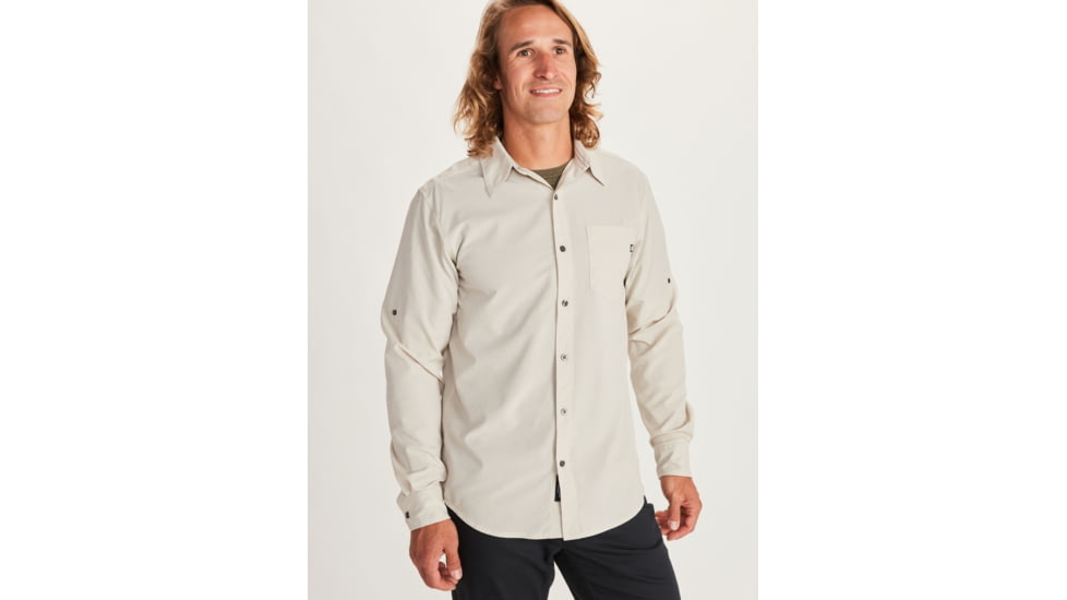 Marmot Aerobora Long Sleeve Top - Mens, Moonbeam, Large, 42110-7384-L