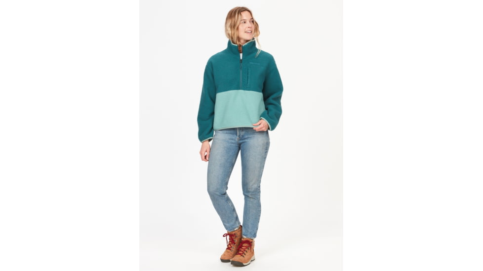 Marmot Aros Fleece 1/2 Zip - Womens, Dark Jungle/Blue Agave, Large, M14978-22500-L