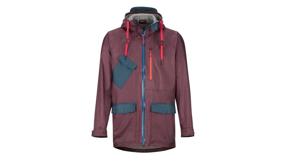 Marmot Ashbury PreCip Eco Jacket - Mens, Burgundy/Denim, Extra Large, 31650-5593-XL