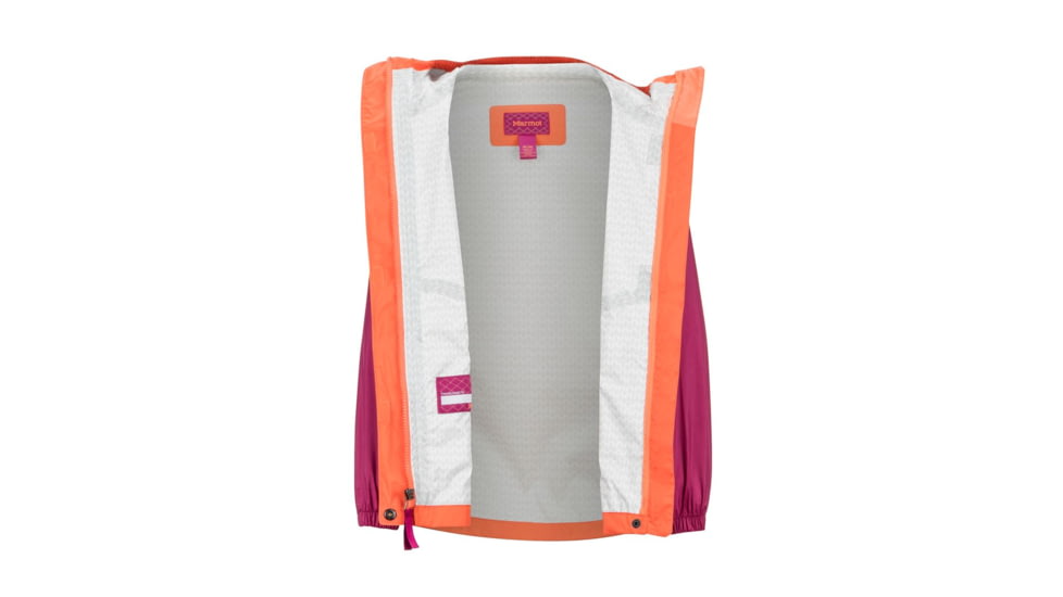 Marmot Girls PreCip Eco Jacket - Kids, Nasturtium/Purple Berry, Medium, 41010-Nasturt/PurpB-M-DEMO