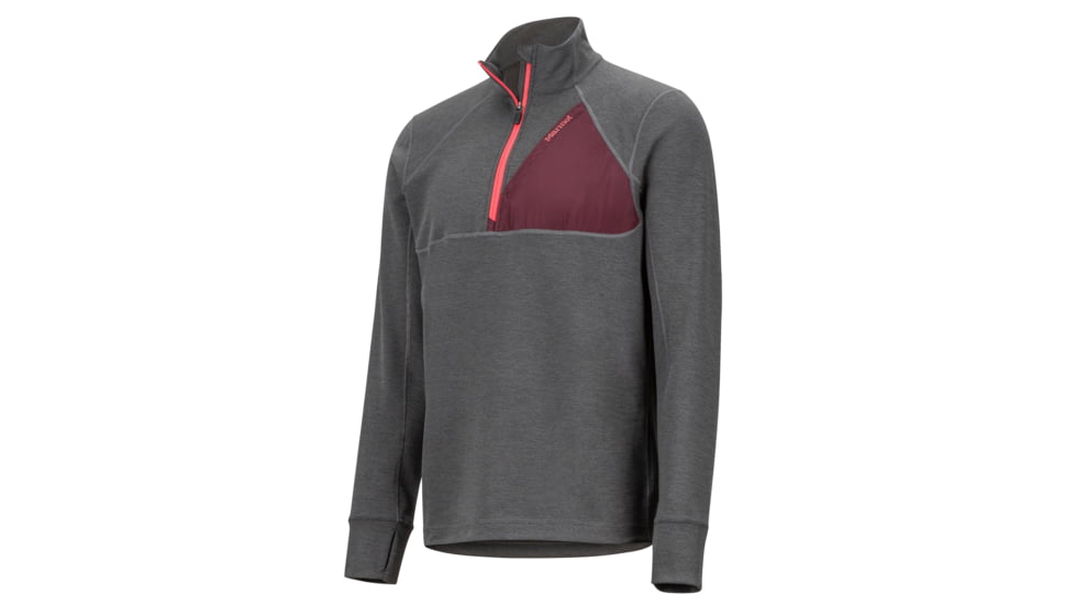 Marmot Hanging Rock 1/2 Zip - Mens, Slate Grey/Burgundy, Medium, 42280-1565-M