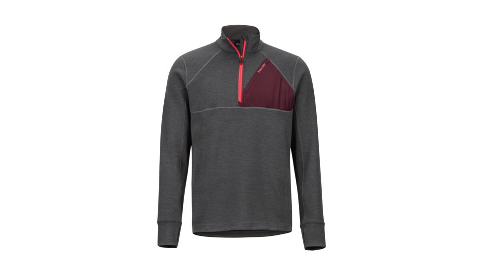 Marmot Hanging Rock 1/2 Zip - Mens, Slate Grey/Burgundy, Medium, 42280-1565-M