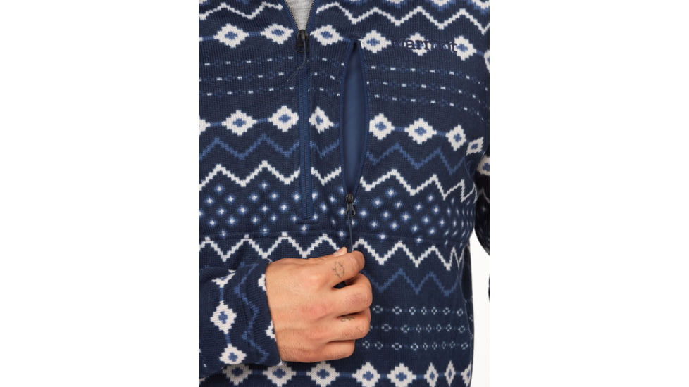 Marmot Heavyweight Drop Line Printed 1/2 Zip Top - Mens, Arctic Navy Diamond, Extra Large, M14975-22535-XL
