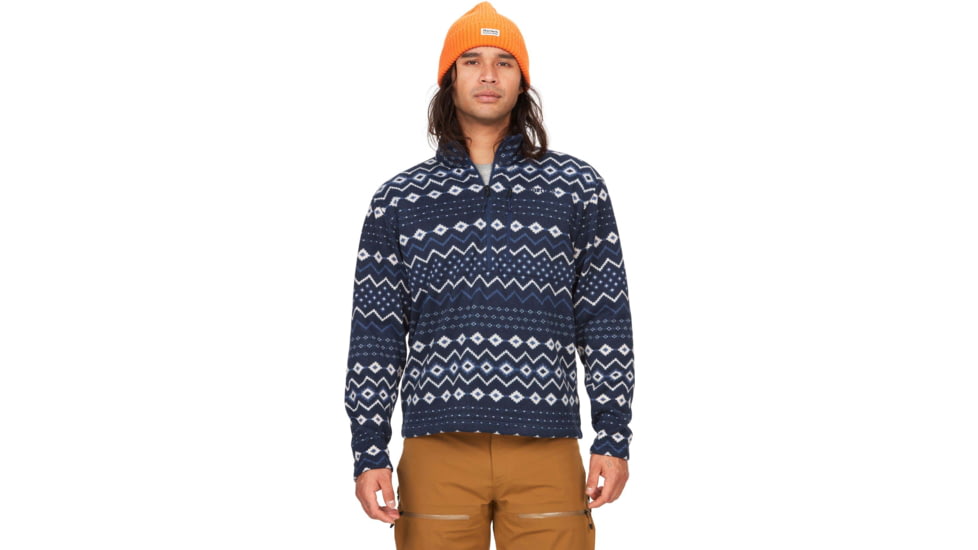 Marmot Heavyweight Drop Line Printed 1/2 Zip Top - Mens, Arctic Navy Diamond, Extra Large, M14975-22535-XL