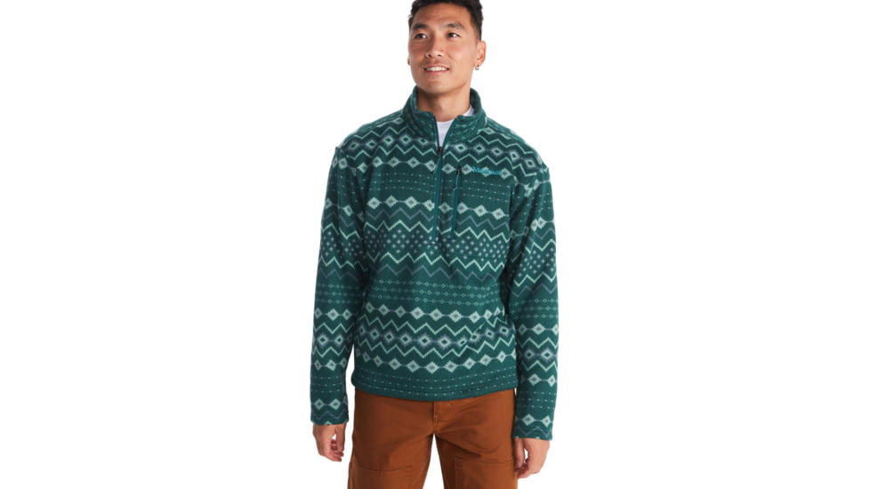 Marmot Heavyweight Drop Line Printed 1/2 Zip Top - Mens, Dark Jungle Nordic, Extra Large, M14975-22534-XL