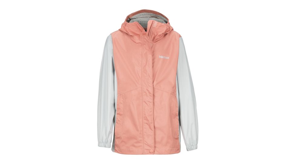 Marmot PreCip Eco Jacket - Girls, Coral Pink/Bright Steel, Extra Small, 41010-7242-XS