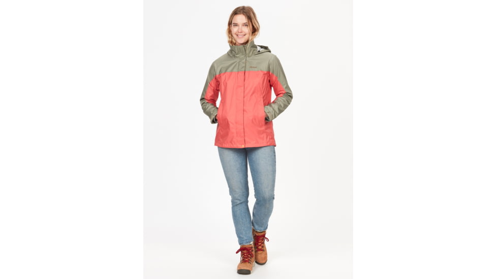 Marmot PreCip Eco Jackets - Womens, Grapefruit/Vetiver, Extra Small, 46700-22495-XS
